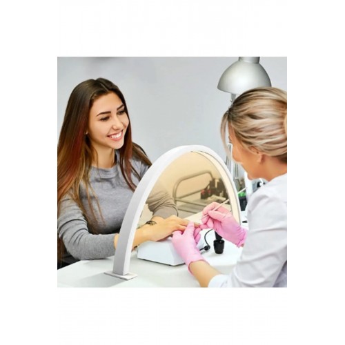 Masa Üstü 16inç Yarım Ay Ring Light Stand Güzellik Solunu Led Işık Tırnak-Kirpik-Manikür Işık BEYAZ